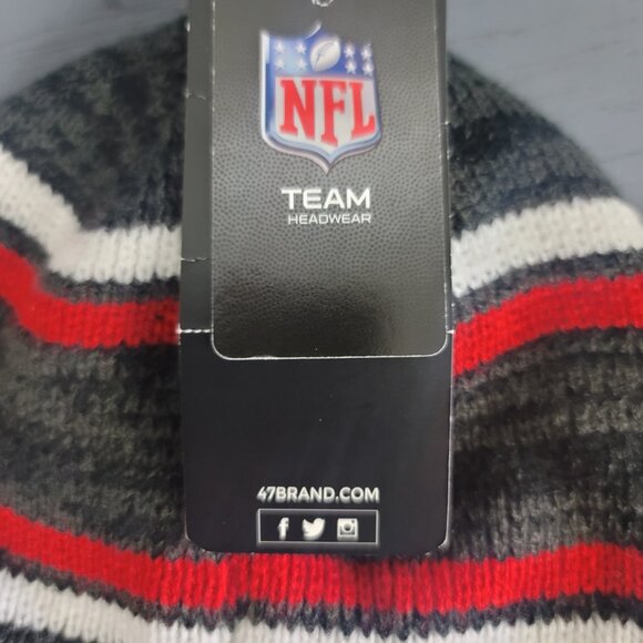 47 Brand Beanie Atlanta Falcons NFL Navy Pink Marled Stripe Cuff Knit Hat Cap - Picture 6 of 6